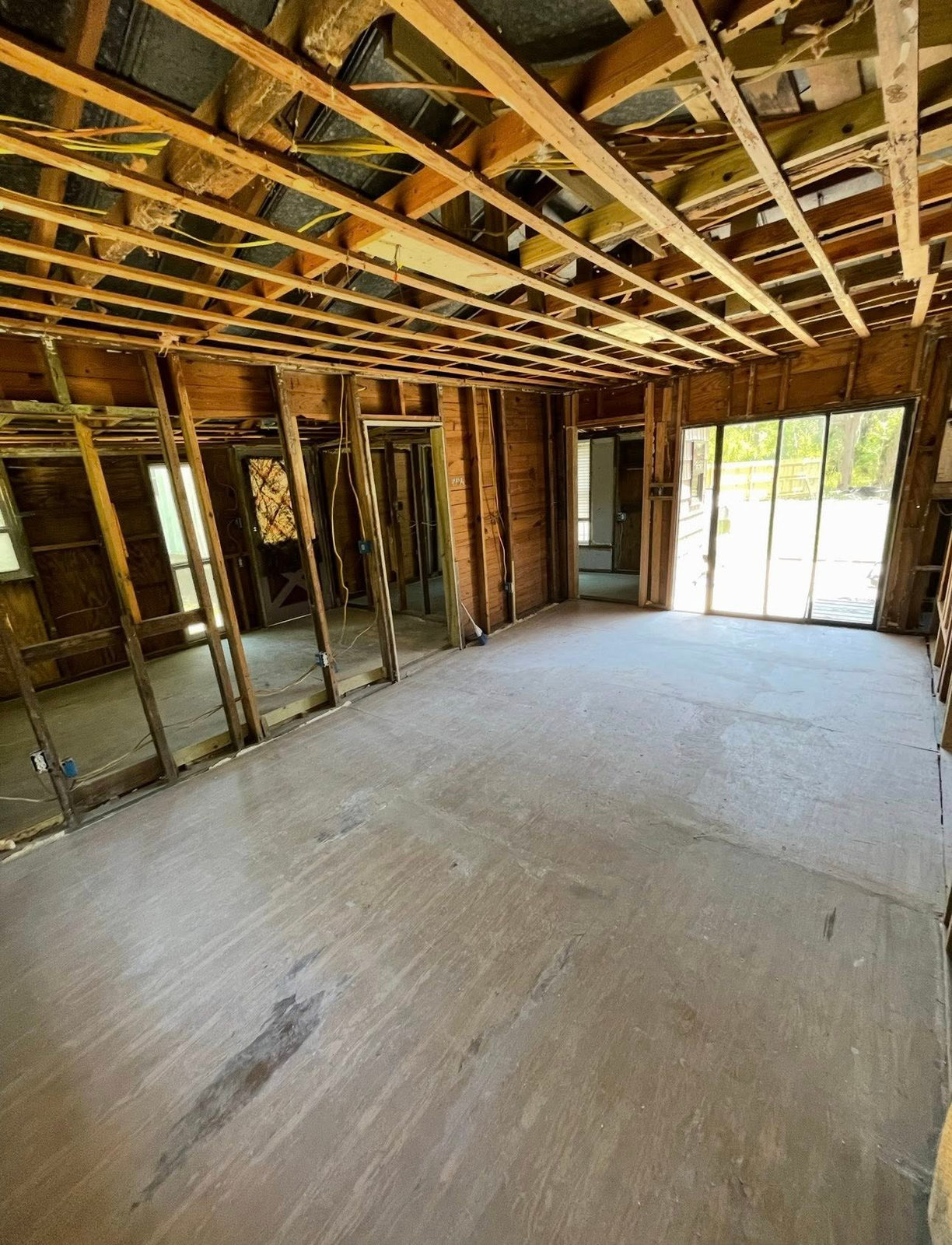 Interior gutted to the studs during whole-home renovation